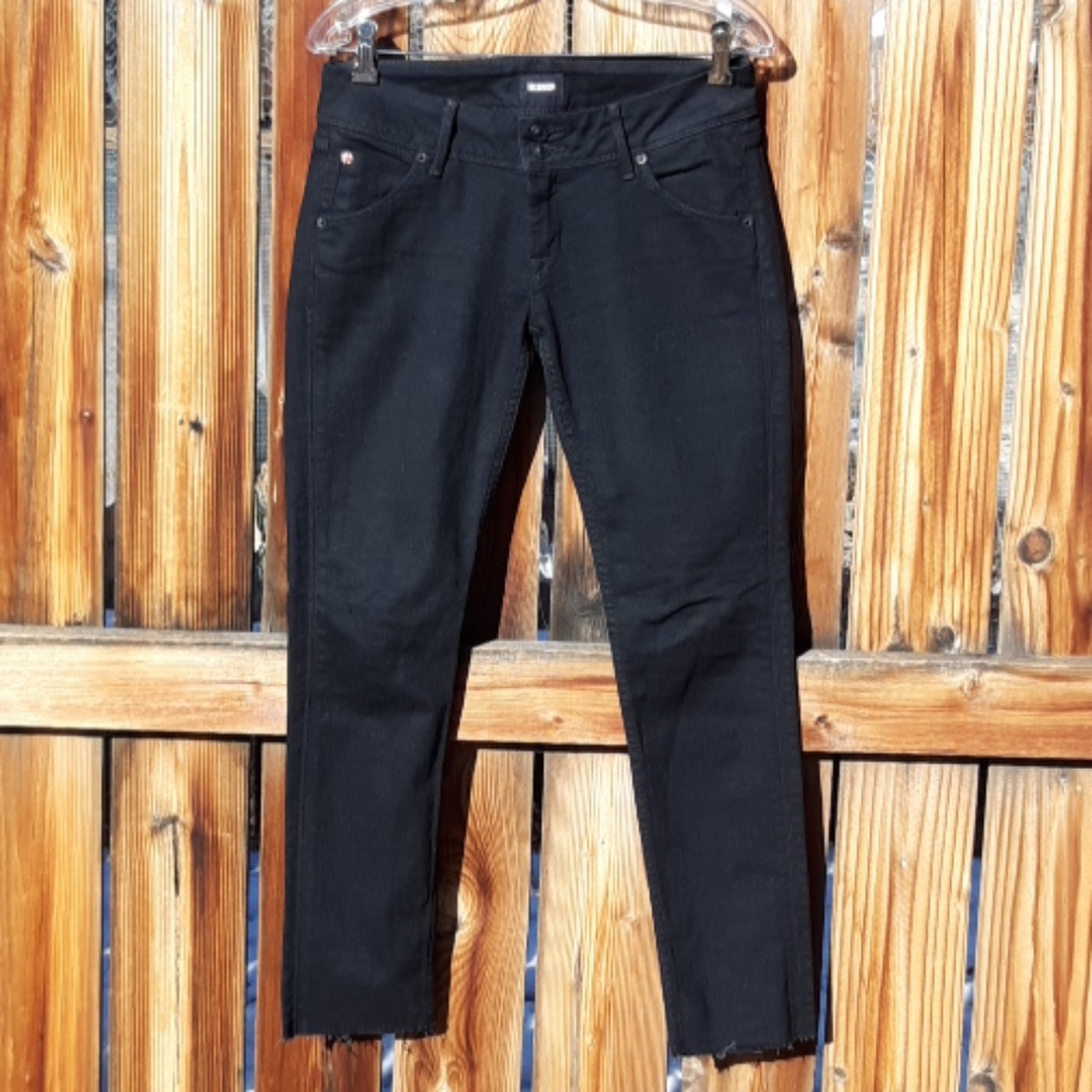Hudson black skinny jeans colin flap pockets sz 26